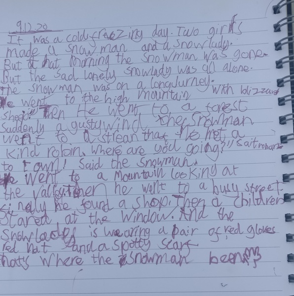 suggetions on write up by my boy