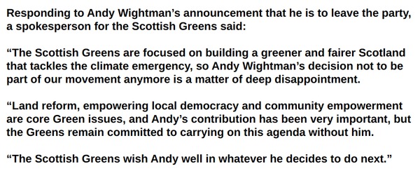 Andy Wightman has resigned from the Scottish Greens