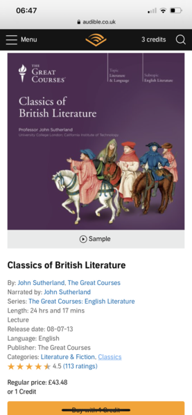 Classics of English Literature- amazing audible course!