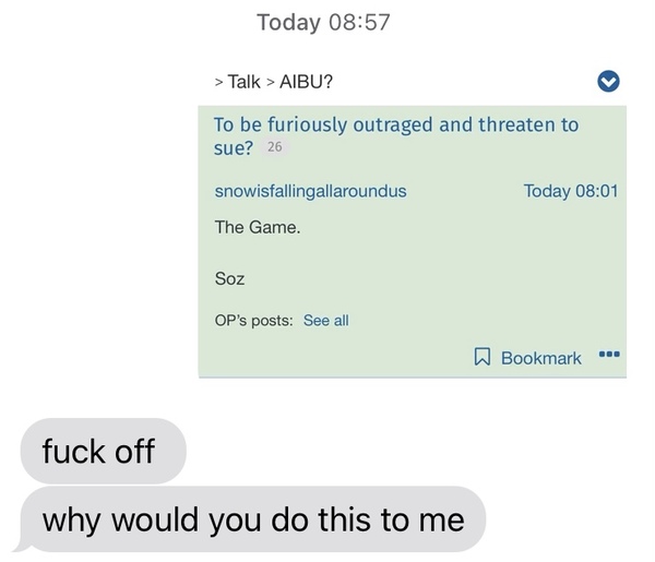 To be furiously outraged and threaten to sue?