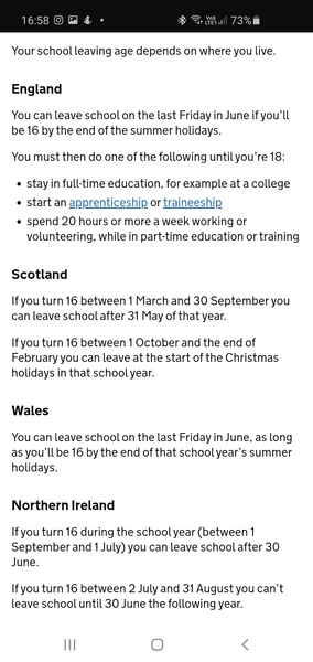 Anyone know when a 16 year old can leave education.