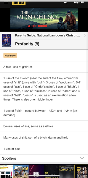 Amusing IMDB parents guide
