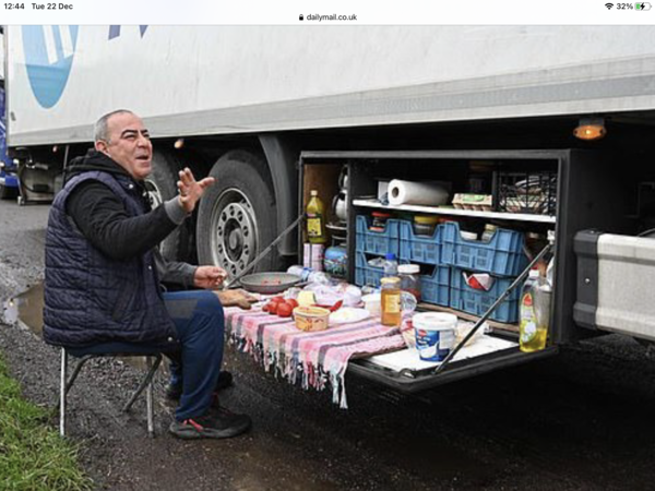To wonder if anyone is providing food and extra sleeping bags etc to the lorry drivers in Kent