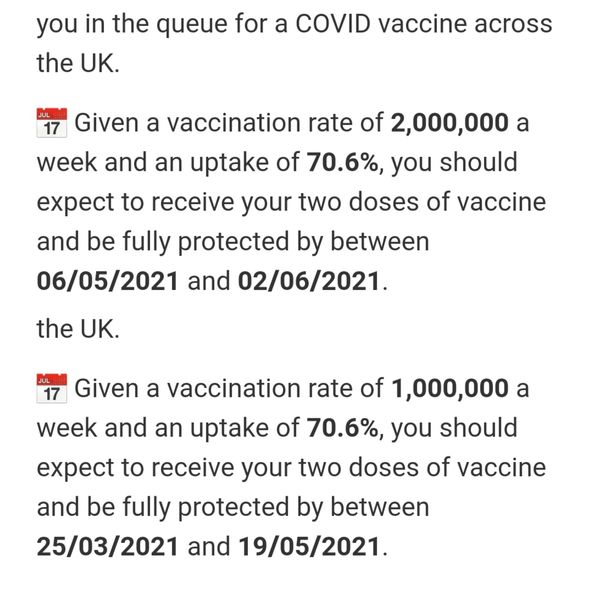 Omni vaccine queue calc. help from anyone who has used recently pls.
