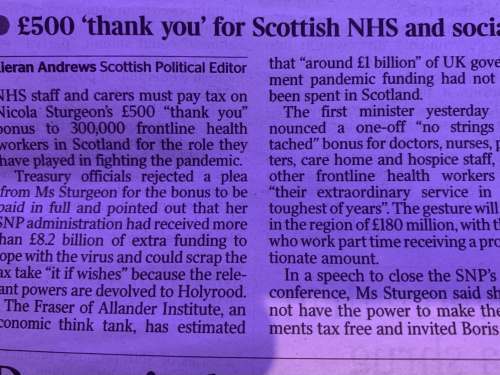 Is the NHS payment going to all NHS workers or just the COVID frontline?