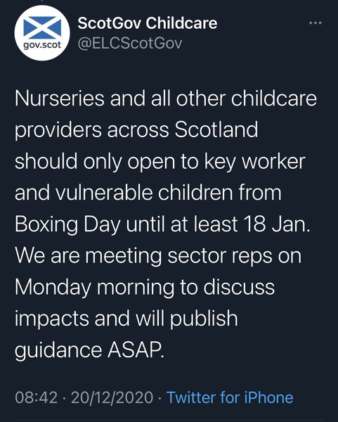 Essential childcare only in tier 4