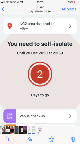 COVID App- told to self-isolate
