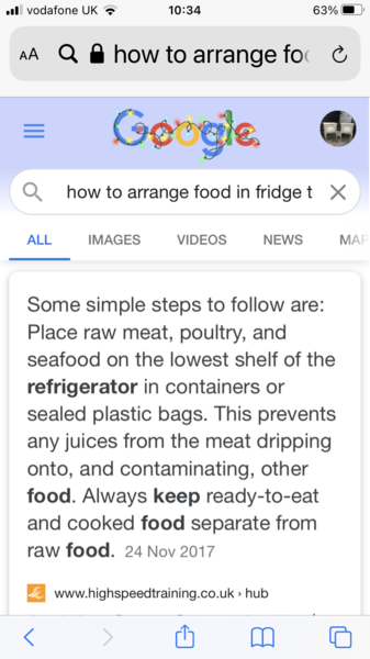 About Fridge food placement