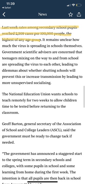 The infection rate for pupils last week was 2,509 out of 100,000!!