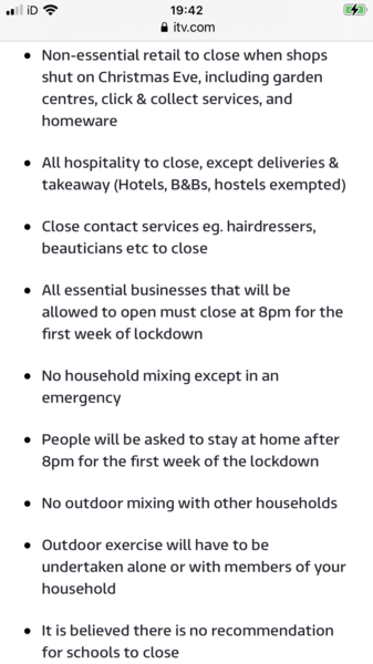 6 week lockdown in NI from Boxing Day