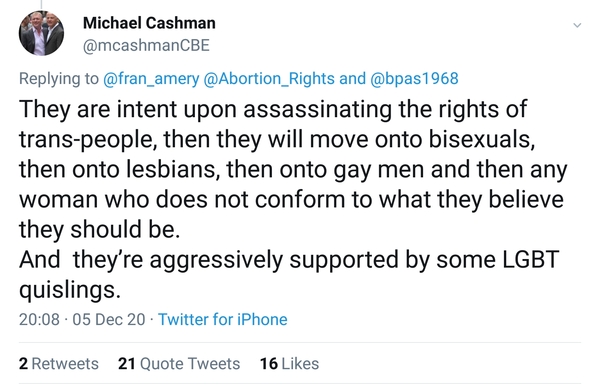 Abortion Rights UK tweet about Keira Bell case