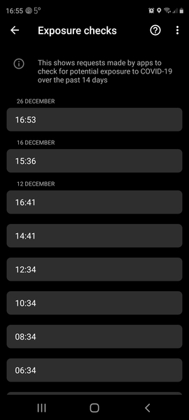 Frequency of exposure checks on Android