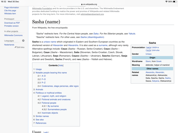 Alexander / Alex connotations?