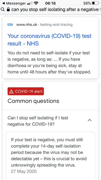 School now saying you need to keep isolating if a test comes back negative?
