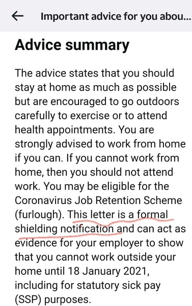 Shielding in Tier 4, England reintroduced until 18th January