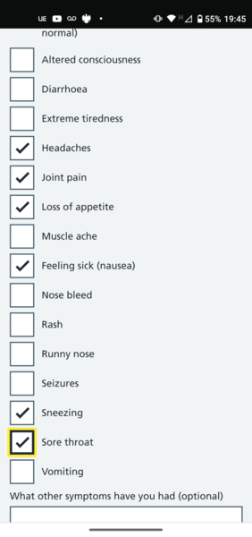 Child symptoms