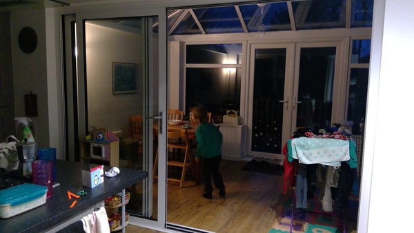Conservatory full width of kitchen