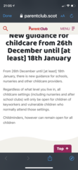 Essential childcare only in tier 4