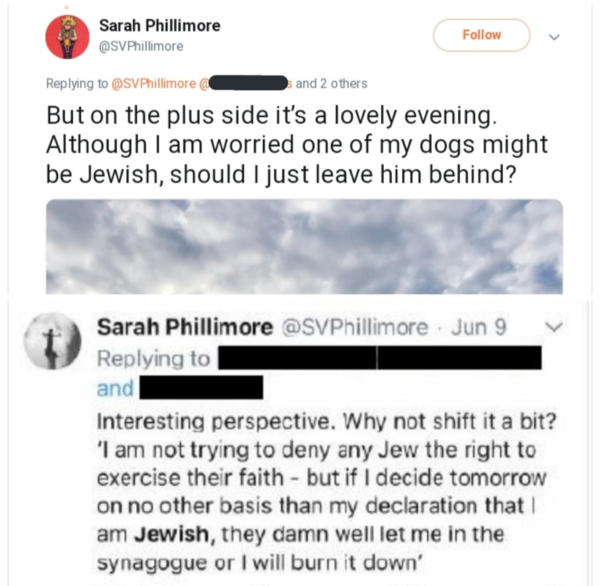 Sarah Phillimore suspended from twitter