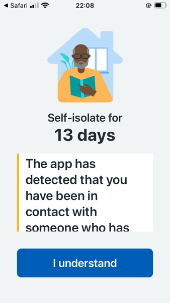 Test and trace app has just pinged....