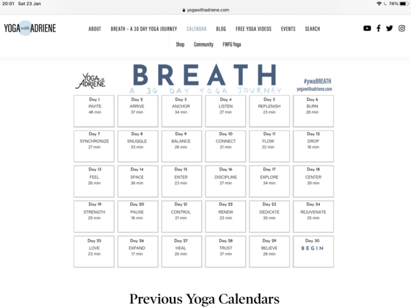 Who is going to do Adriene’s 30 day programme January 2021?