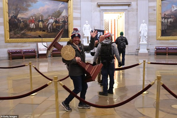F*cking Trump - protestors breaching Capitol steps