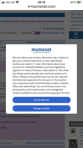 Cookie message all the time?