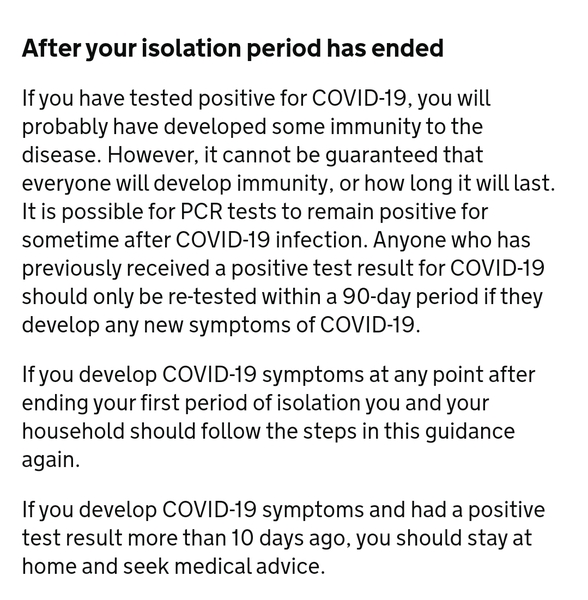 Positive test again after 3 weeks.