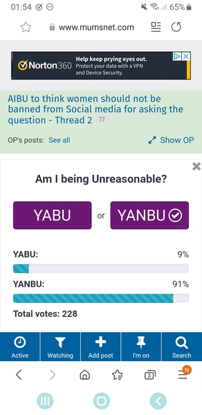 AIBU to think women should not be banned from Social media for asking the question - Thread 2