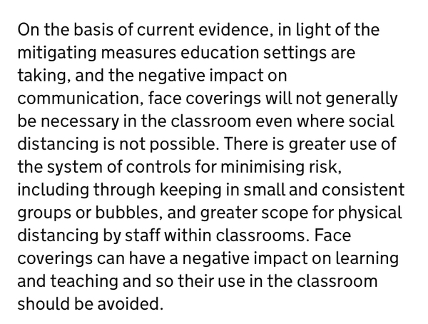 If you are a teacher are you allowed to wear a face mask in class?