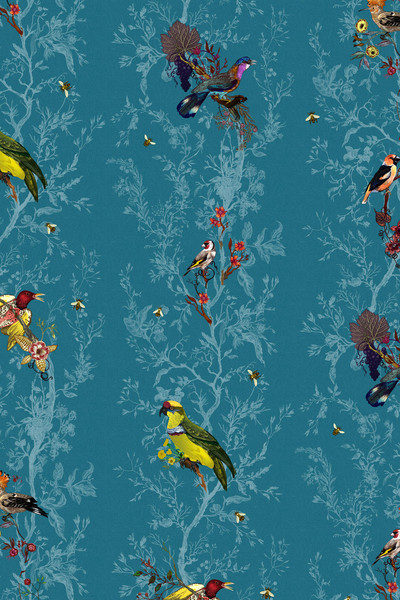 Wallpaper with birds, (ideally with a bit of teal)?