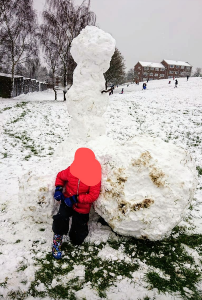 Snow: 8yo DD accidentally made a giant cock + balls