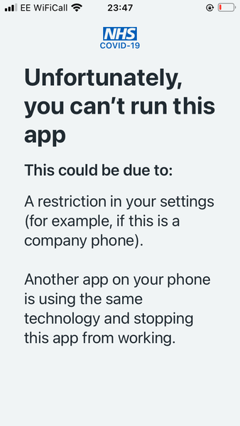 Test and trace app has just pinged....