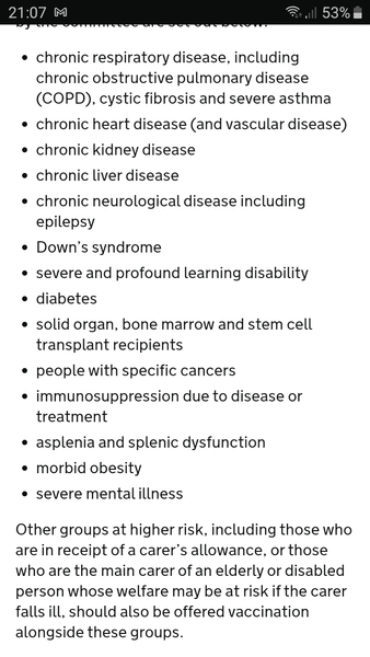 Vaccine - category 6 16- to 64-year-olds with serious underlying health conditions