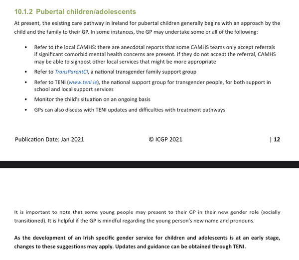 Ireland, Puberty Blockers are reversible, guidance issued to GPs