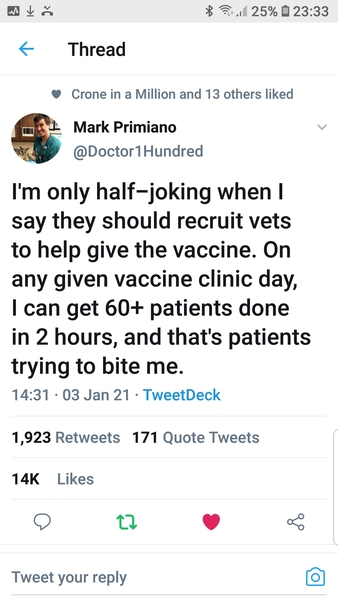 To propose that vets and dentists should vaccinate people right now?