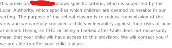 SEN school closed already. Could cry for my boy.