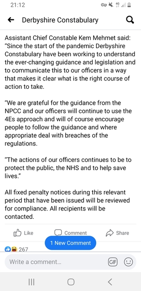 to think Derbyshire police need to read the LAW and understand that you can't fine people when they are not breaking it