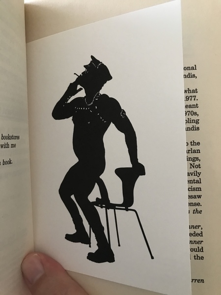 Strange bookmark found in a book.