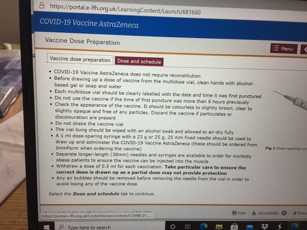Oxord AstraZeneca vaccine. What dose is being given?