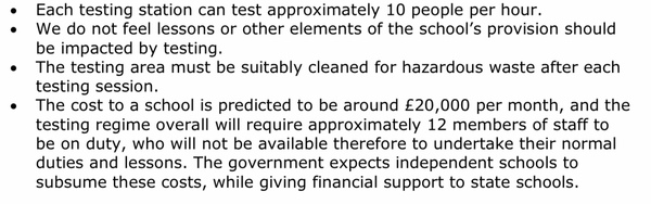 Private schools will not have testing funded