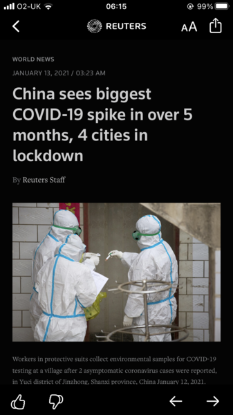 China - biggest spike in cases in 5 months - lockdown in some cities