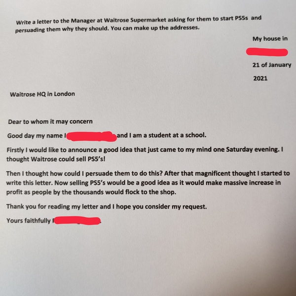 L6 writing exercise - should I be worried?