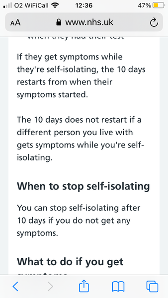 Out of isolation period but dd showing symptoms