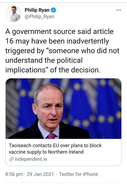 EU has triggered article 16 over controls on vaccine exports