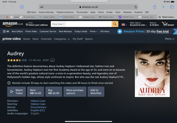 Does anyone know how to watch Audrey: more than an icon in the UK?