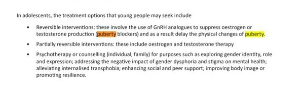 Ireland, Puberty Blockers are reversible, guidance issued to GPs