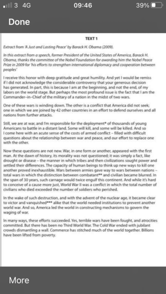 GCSE ENGLISH HELP PLEASE- BARACK OBAMA NOBEL PRIZE