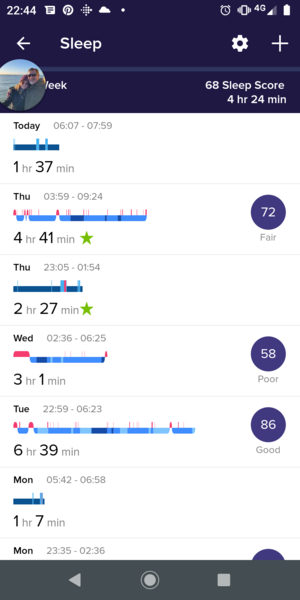 So... I got a pedometer smart watch thingy.. my sleep looks like this it says...