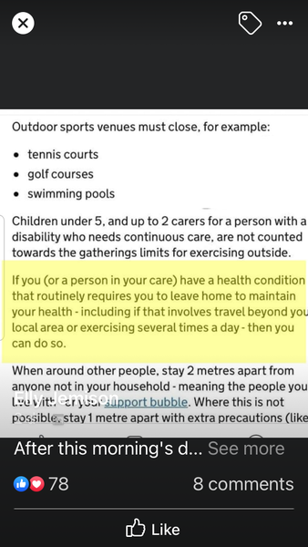 Can you take daily exercise further afield if there are quite serious mental health issues?